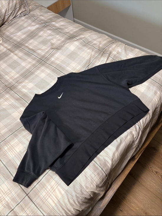 Nike Tops - Nike Black Cropped Sweatshirt with White Swoosh